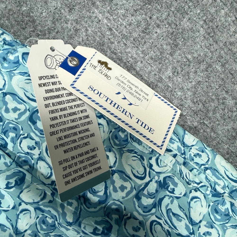 Southern Tide Oyster Print Swim Trunks Men's XL Blue Coconut Fiber Board Shorts - Picture 2 of 8